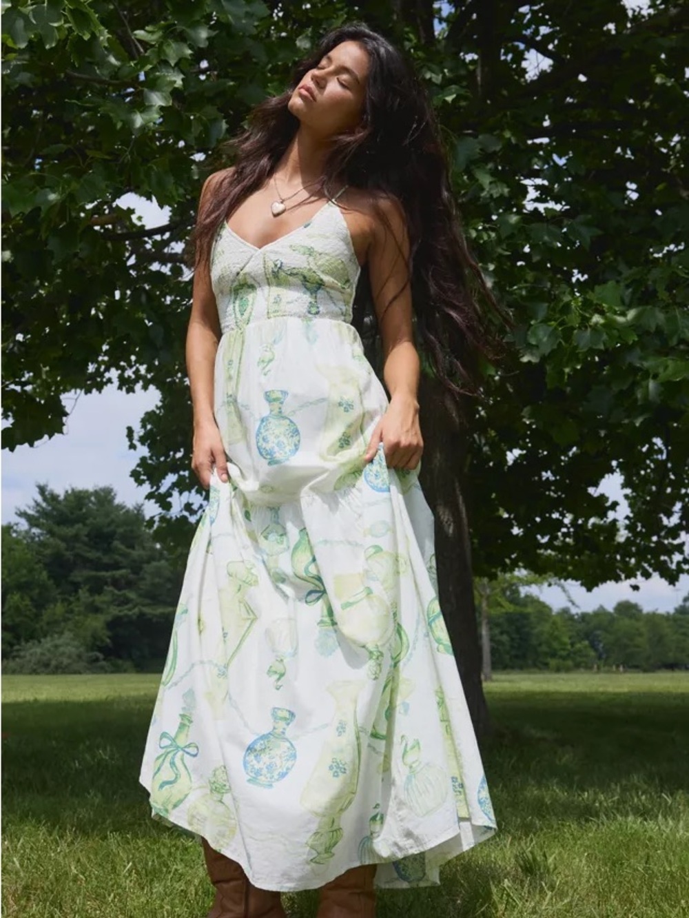 NWT Urban Outfitters Boho Maxi Dress with Pottery print